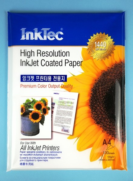 Papel HQ de alta calidad para impresoras de tinta, 105gr, 100 hojas A4