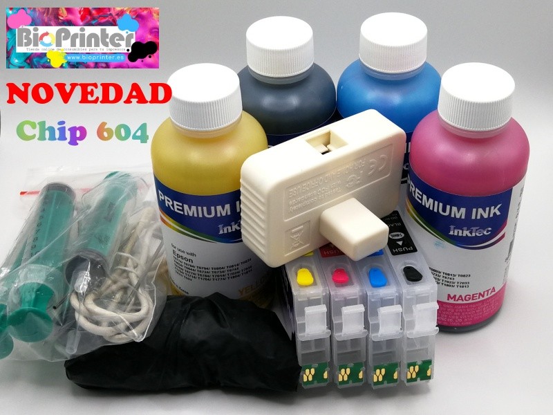 EPSON 604 y 604XL CARTUCHOS RECARGABLES AUTORESETEABLES CON TINTA