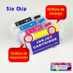 CARTUCHOS RECARGABLES SIN CHIP PARA EPSON 604, 603, 502, 503, 29, 18, 16, 129, 071