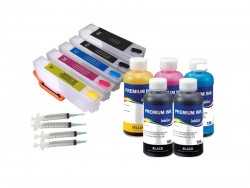 PACK  Refillable CARTRIDGES FOR EPSON T33 T33XL AUTORESET WITH INK - KIT WITH INK. Refillable Cartridges for Epson T33 T33XL and all the machines that use these cartridges.